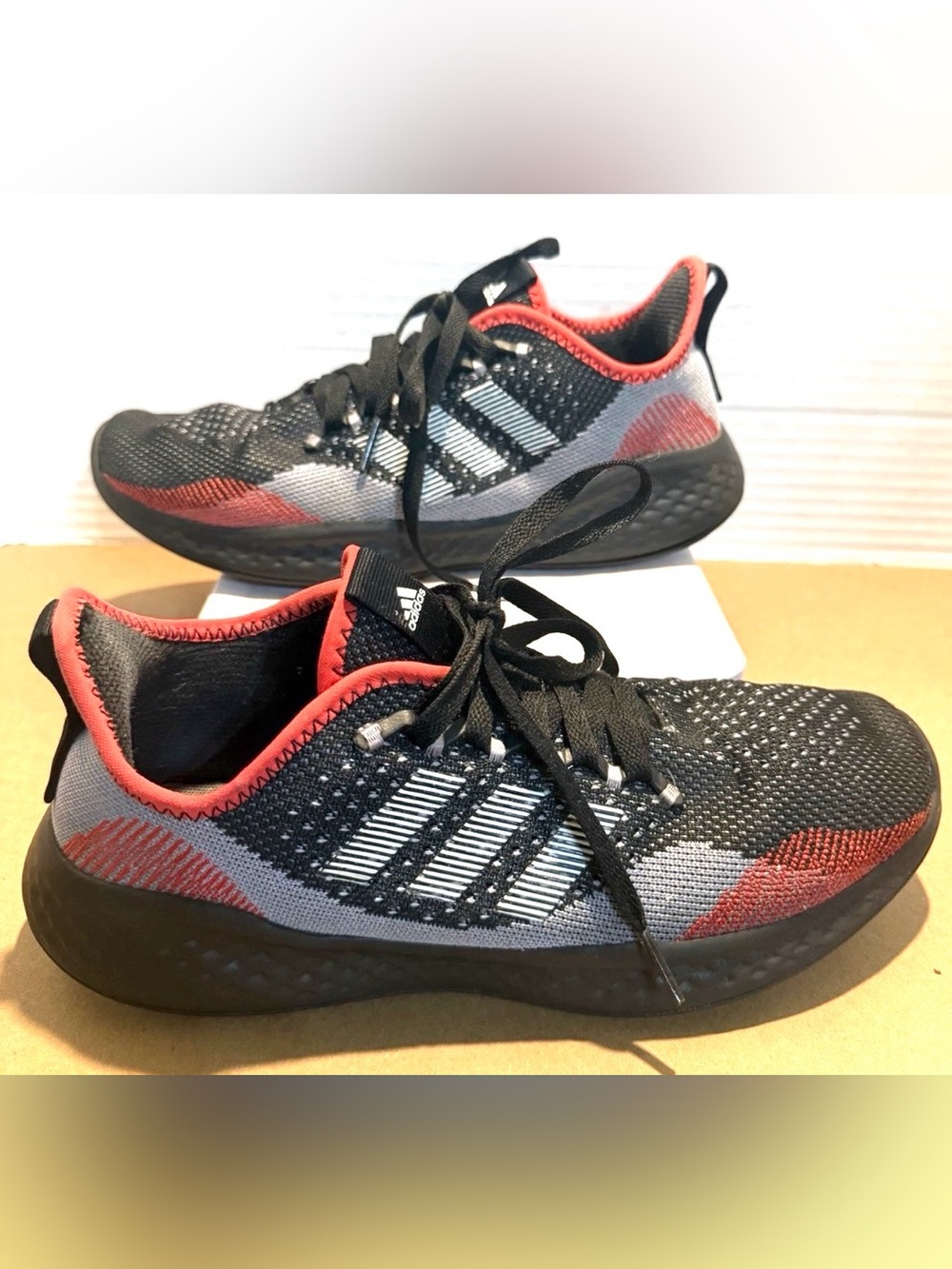 adidas Fluidflow 2.0 Black and Red Athletic Shoes